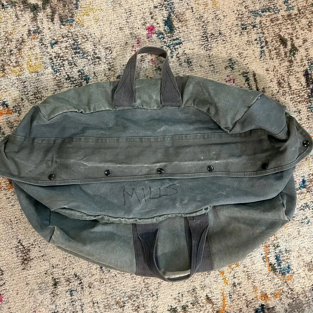 Vtg Distressed USAF Military Kit Bag Aviator Pilot Flyer Cotton Canvas Duffle